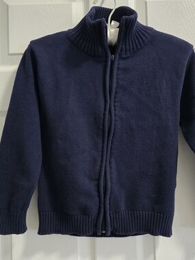 Kids Navy Full-Zip Knit Cardigan